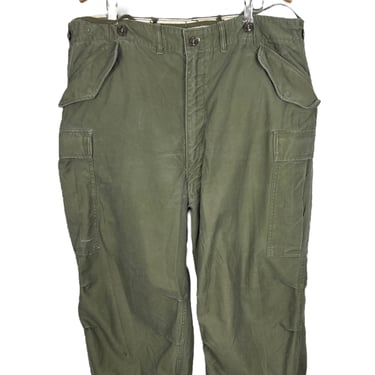 Vintage 1950s US Army M-1951 Shell Field Trousers / Pants ~ Large Regular / 34 - 37 Waist ~ Cargo ~ OD ~ Korean War 