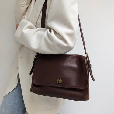 Vintage Faded Walnut Leather Coach Purse