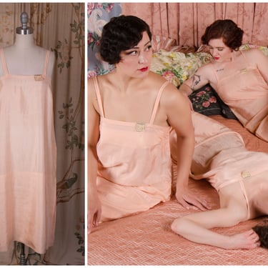 1920s Slip - Vintage 20s New Old Stock Lustrous Pink China Silk Slip, Available in Three Sizes Louet Handloomed Lingerie 