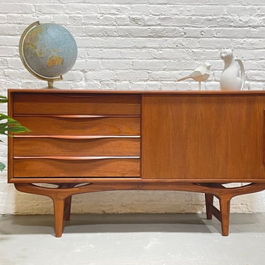 Apartment Sized Mid Century MODERN styled SCULPTED Teak CREDENZA media stand 