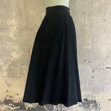 Vintage 1940s 1950s Black Corduroy Skirt Side Zip Super Soft Cords Dress Spiegel