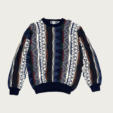 (L) 3D Knit Eclectic Pattern Sweater