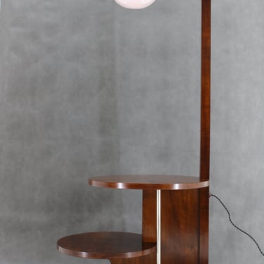 1930s Jindrich Halabala Floor Lamp in Walnut Finish , Restored / Mid-century / Vintage Floor Lamp / 