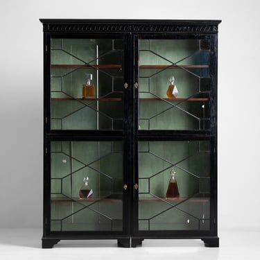 Ebonised Double Display Cabinet
