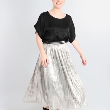 Sarta Silver Foil Pleated Skirt