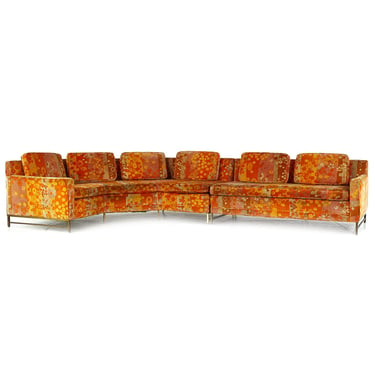 Paul McCobb for Directional Mid Century Sectional Sofa with Jack Lenor Larsen Primavera Velvet Fabric - mcm 