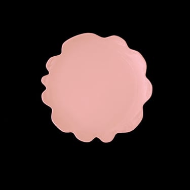 Vintage Modern Modernist LARGE 13.25" Mancer Pink Glaze Pottery Ink Blotch Platter Chop Plate Italy Italian 