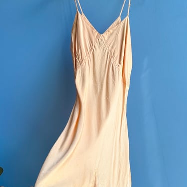 Vintage 1930s Lingerie / 30s Barbizon Silk Satin Step In Romper / Pink ( M L ) 