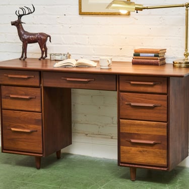MCM Solid Walnut Desk by ACE-HI Prelude California Design