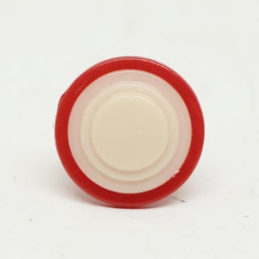 Vintage 1 in. Round Red & White Plastic Drawer Cabinet Knob