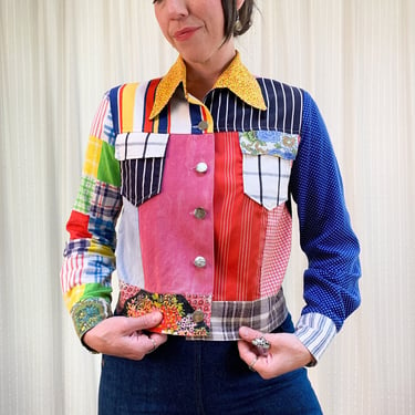 70s patchwork colorful jacket 