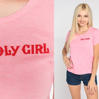 Oly Girl Shirt 80s Olympia Brewery T-Shirt Beer Graphic Tee Retro Bubblegum Pink T-shirt Drinking Single Stitch Vintage 1980s Small Medium 