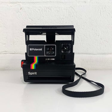 Vintage Polaroid Spirit Camera 600 Rainbow Stripe Instant Film Photography Tested Working Black 1970s 