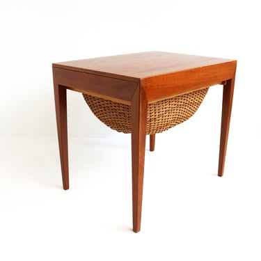 Midcentury Teak Sewing Table Design Severin Hansen for bovenkamp Sewing Basket/Organizer Side Table Adittional Table Danish Design 