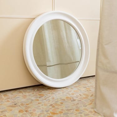 Round vintage wall mirror by Carrara & Matta - Model America - Italy 1970s - Decorative mirror white plastic, gift retro 