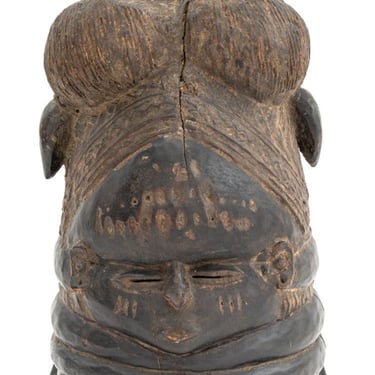 African Mende Carved Wood Helmet Mask