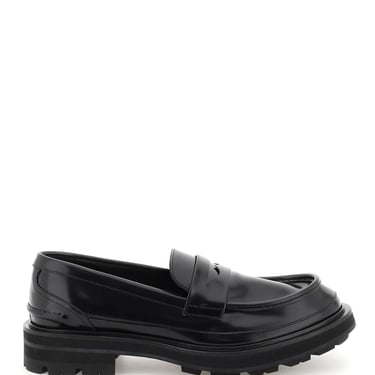Brushed Leather Penny Loafers Women