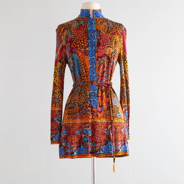 Gorgeous 1970's Leonard Paris Silk Jersey Tunic / Medium