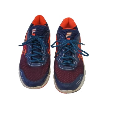Men's Size 11 Fila Coolmax Running Shoes Orange Blue Black Pre Owned Athletic 
