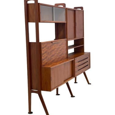 Free Shipping within Continental US - Vintage Danish Imported Mid Century Free Standing Wall Unit With Writing Desk or Bar Top 