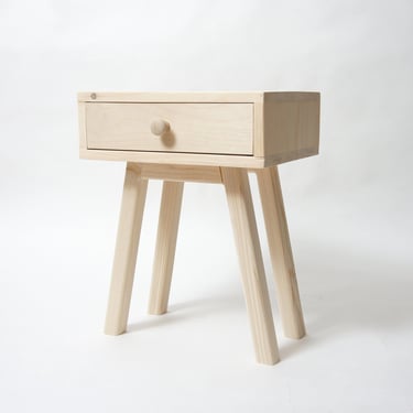 Small Wood Nightstand with Drawer - Raw Pine 