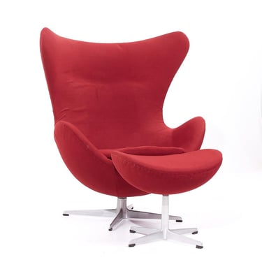 Arne Jacobsen for Fritz Hansen Mid Century Egg Chair and Ottoman - mcm 