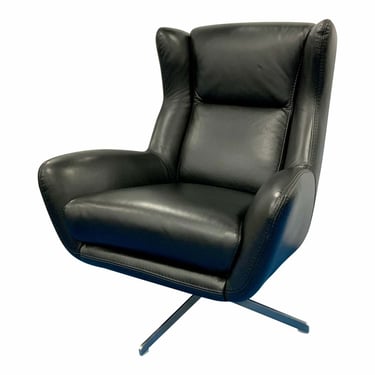 Modern Black Leather Wingback Swivel Chair/Desk Chair
