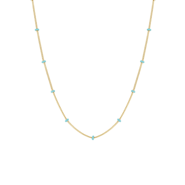 Turquoise Bar and Bead Chain Necklace