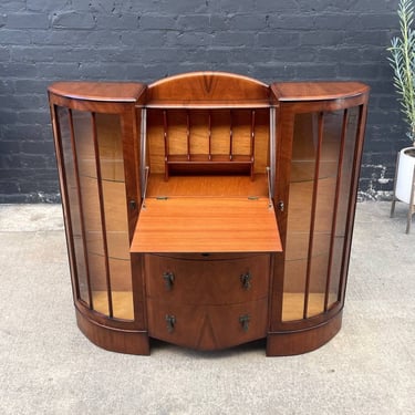 Art Deco Desk with Glass Display Bookcase, c.1930’s 