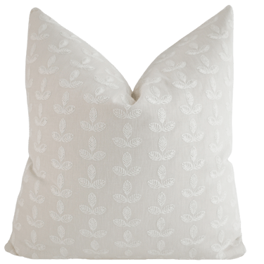 Stitched Leaves White Pillow Cover