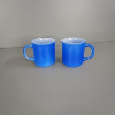 Set of 2 Anchor Hocking Blue Mugs 