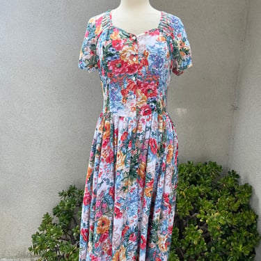 Vintage boho floral cotton dress Sz S Phool 