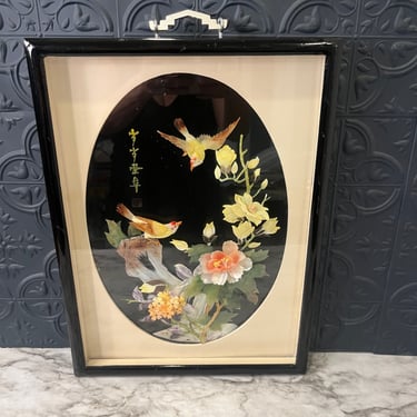 Mother of Pearl Shell Wall Art Yellow Flowers