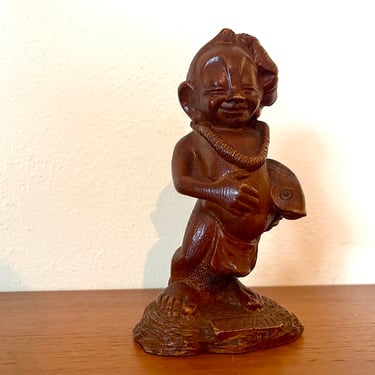 Vintage 1970s Mid Century Hawaii Tiki Makuakane Father Figurine from CoCo Joes 