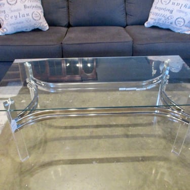 GLASS AND LUCITE COFFEE TABLE