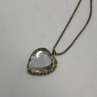 vintage Betsey Johnson Rhinestone Heart Necklace 