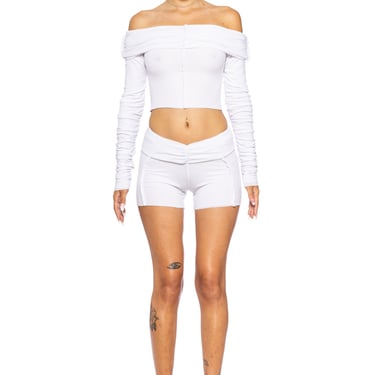 FOLD OVER SHORTS IN WHITE RIB