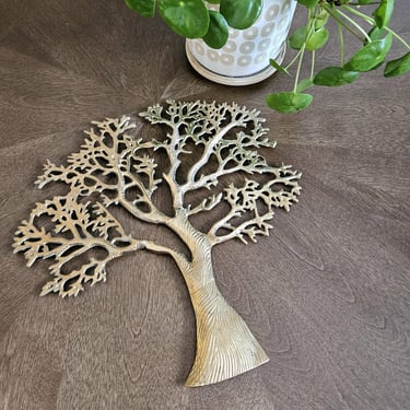 Vintage Brass Tree of Life Chinoiserie Wall Decor 