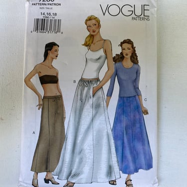 Vintage 2001 Vogue 7280, Size 14, 16, 18, A-Line Or Flared Skirt Below Waist, Evening Length, Wrap Around, Sewing Pattern, UNCUT 