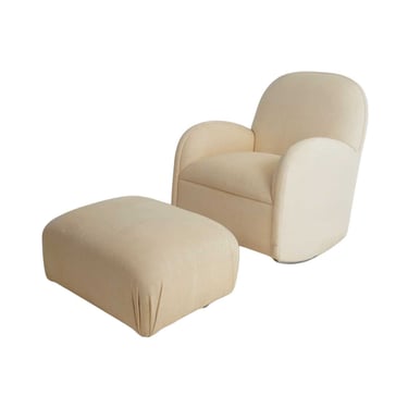 Linen Glider with Ottoman, 1990s 