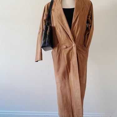 Vintage Long Suede Camel Trench | Size XS SM 