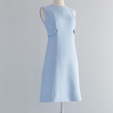 1960's Rona Mod Baby Blue Shift Dress / ML