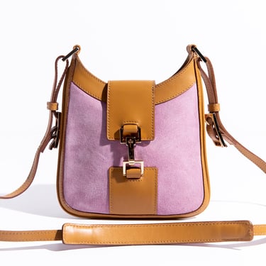 GUCCI 00s Pink Suede and Tan Leather Mini Jackie Crossbody Bag