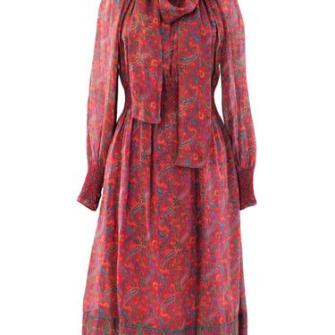 Treacy Lowe Paisley Printed Silk Dress
