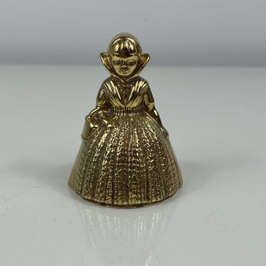 Vintage Solid Brass Lady Shaped Bell Made in England Original Clanger Victorian Figurine Brass Miniature Desk Bell, Brass Bell Decor Shelfie 