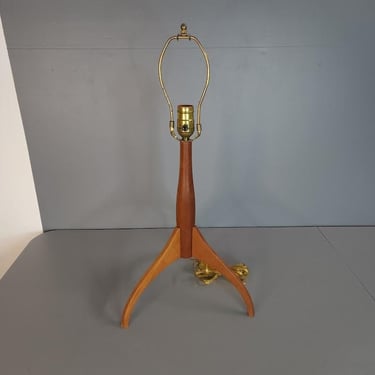 Mid Century Rocket Ship-Esque Wood Table Lamp 23" Tall 