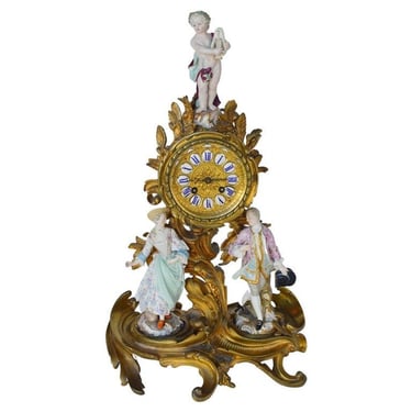 19th Century Meissen Porcelain &amp; Gilt Bronze Clock by Japy Freres Grand Med