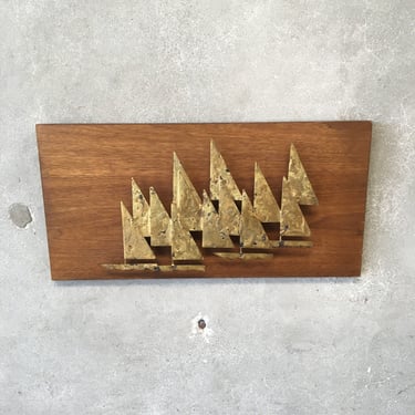 Vintage Torch Cut Brass Sailboat Wall Decor by Peter Pepper Products