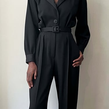 Yves Saint Laurent Rive Gauche black wool tuxedo jumpsuit 