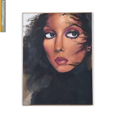 Nineteen-Laties Cher Painting in Black Top by Freda Hunt 